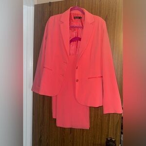 Classic Women's Coral Blazer and Pant Suit -